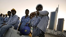 Migrant construction labourers working in Dubai.